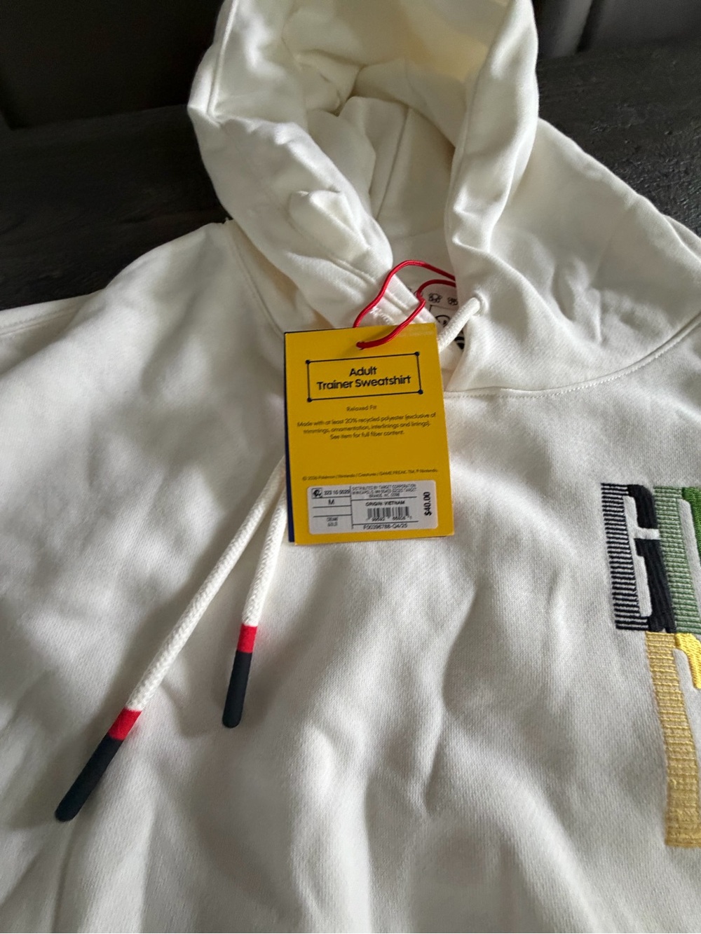 Pokemon White Hoodie with Yellow Accents - Gotta Catch 'Em All Text - Picture 9 of 12